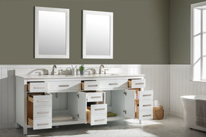 Valentino 84" Double Sink Vanity with White Quartz Top