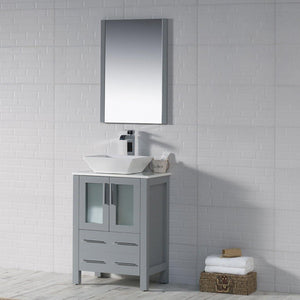 Blossom Sydney 30" Vanity set, Ceramic/Ceramic Vessel Sink, Mirror
