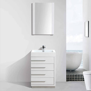 Blossom Barcelona 24" Vanity Base in White / Dark Oak with Acrylic Sink & Mirror