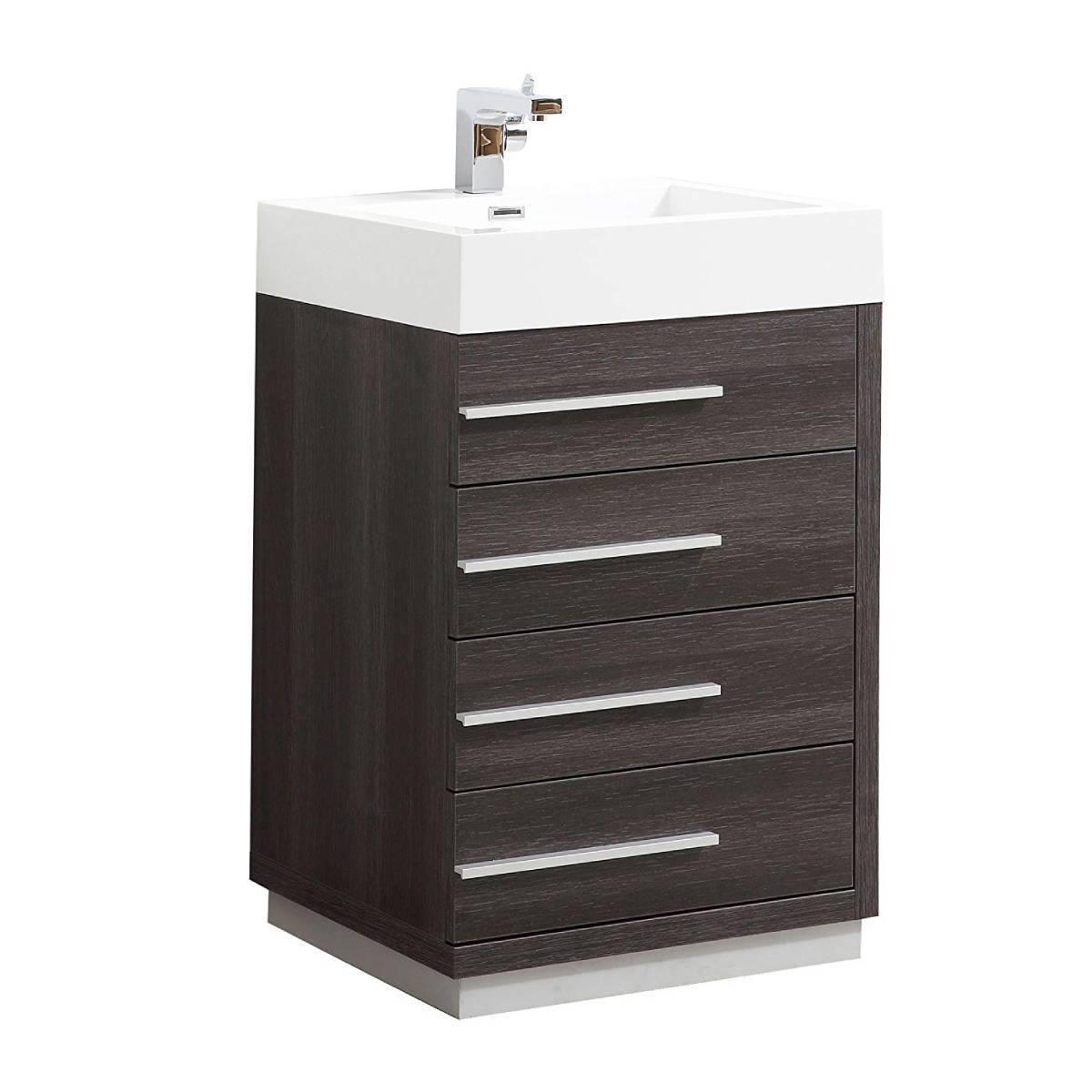 Blossom Barcelona 24" Vanity Base in White / Dark Oak with Acrylic Sink & Mirror