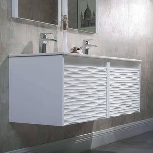 Blossom Paris 48" White Vanity with Ceramic Double Sinks, Mirror/s and Two Side Cabinets