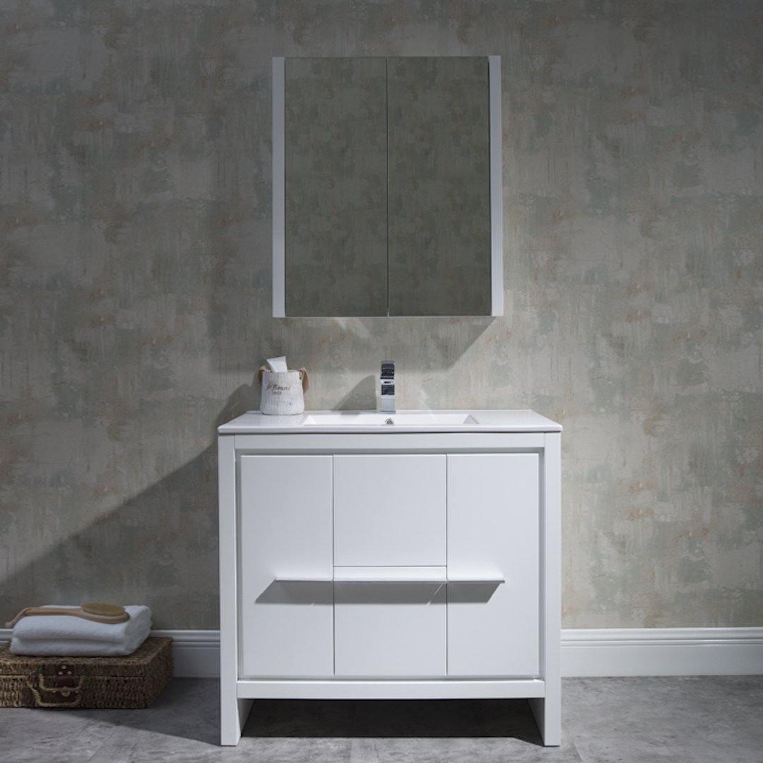 Milan 36" Vanity set, White/Silver Grey, Mirror, Medicine Cabinet