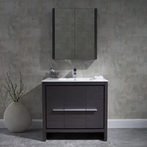 Milan 36" Vanity set, White/Silver Grey, Mirror, Medicine Cabinet