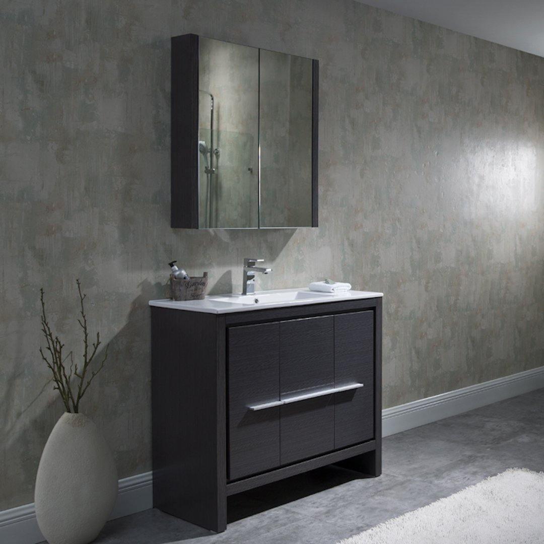 Milan 36" Vanity set, White/Silver Grey, Mirror, Medicine Cabinet