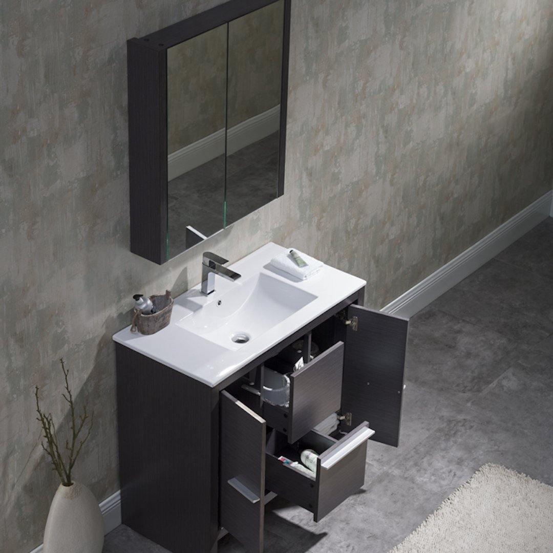 Milan 36" Vanity set, White/Silver Grey, Mirror, Medicine Cabinet