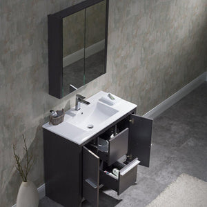 Milan 36" Vanity set, White/Silver Grey, Mirror, Medicine Cabinet