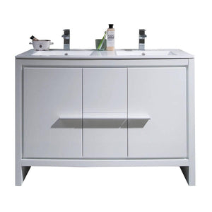 Milan 48" White/Silver Grey Double Vanity Set, Medicine Cabinet