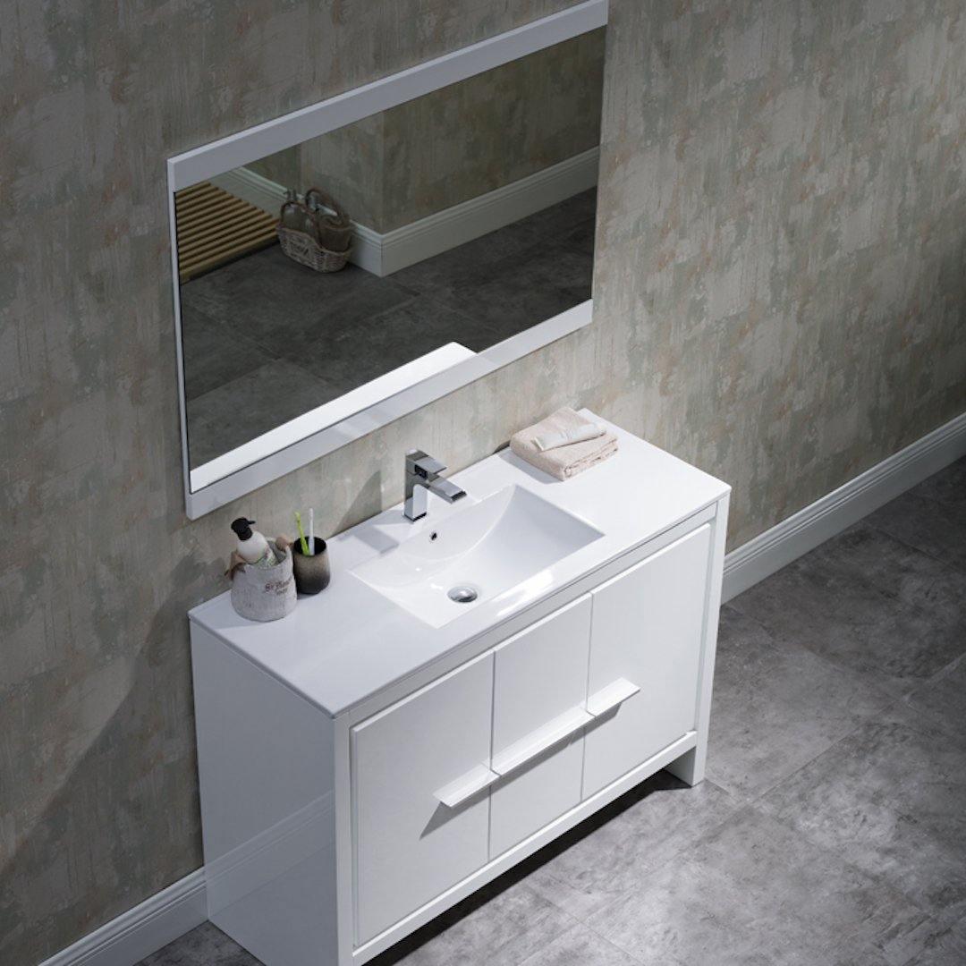 Milan 48" White/Silver Grey Double Vanity Set, Medicine Cabinet