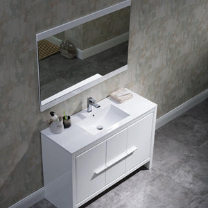 Milan 48" White/Silver Grey Double Vanity Set, Medicine Cabinet