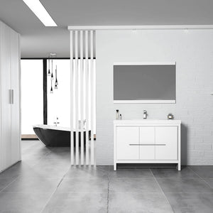 Milan 48" White/Silver Grey Double Vanity Set, Medicine Cabinet