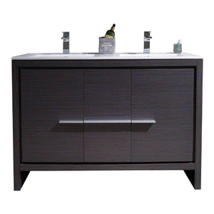 Milan 48" White/Silver Grey Double Vanity Set, Medicine Cabinet