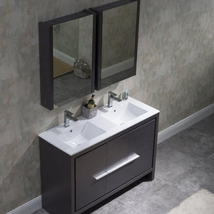 Milan 48" White/Silver Grey Double Vanity Set, Medicine Cabinet