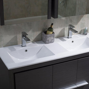 Milan 48" White/Silver Grey Double Vanity Set, Medicine Cabinet