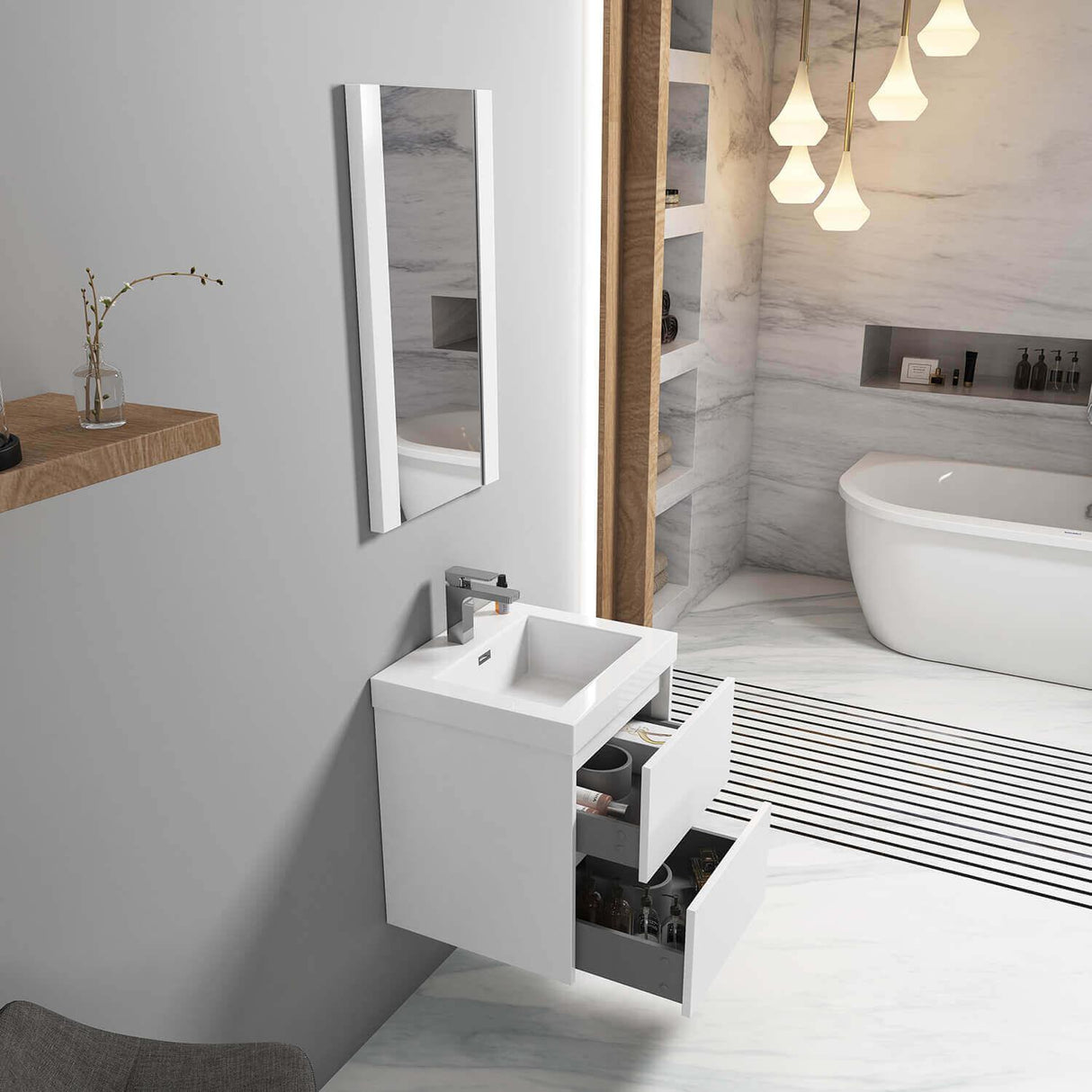 Blossom Valencia 20" Single Vanity, Mirror, Mirrored Medicine Cabinet