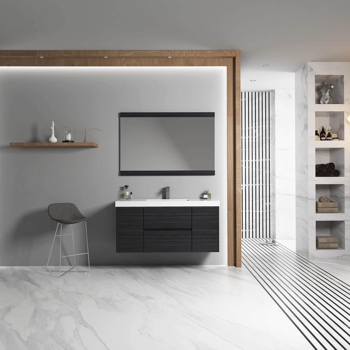 Blossom Valencia 48" Single Vanity, Mirror, Mirrored Medicine Cabinet