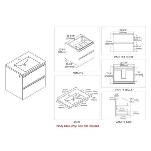 Jena 24" Vanity Base in Calacatta White / Light Grey with Ceramic / Acrylic Sink