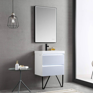 Jena 24" Vanity Base in Calacatta White / Light Grey with Ceramic / Acrylic Sink