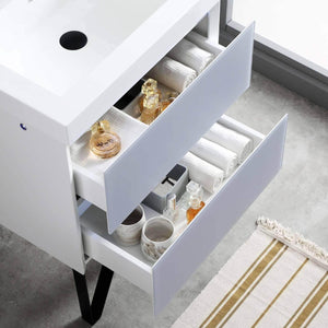 Jena 24" Vanity Base in Calacatta White / Light Grey with Ceramic / Acrylic Sink