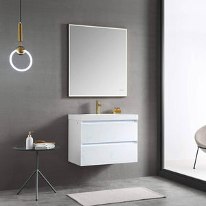 Jena 30" Vanity Base in Calacatta White / Light Grey with Ceramic / Acrylic Sink