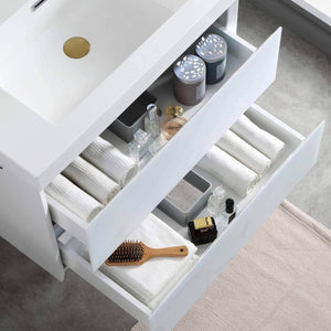 Jena 30" Vanity Base in Calacatta White / Light Grey with Ceramic / Acrylic Sink
