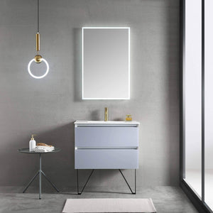 Jena 30" Vanity Base in Calacatta White / Light Grey with Ceramic / Acrylic Sink