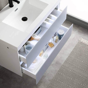 Jena 36" Vanity Base in Calacatta White / Light Grey with Ceramic / Acrylic Sink