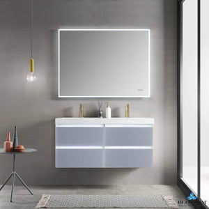 Jena 48" Vanity Base in Calacatta White / Light Grey with Ceramic / Acrylic Double Sinks