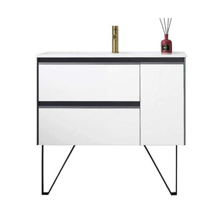 Blossom Berlin White 36" Vanity Base with Acrylic Sinks.
