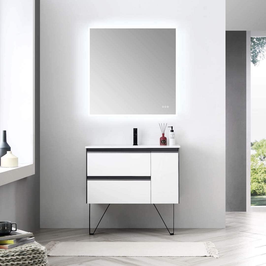 Blossom Berlin White 36" Vanity Base with Acrylic Sinks.