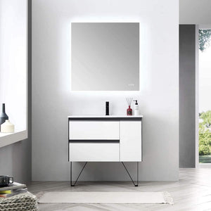 Blossom Berlin White 36" Vanity Base with Acrylic Sinks.