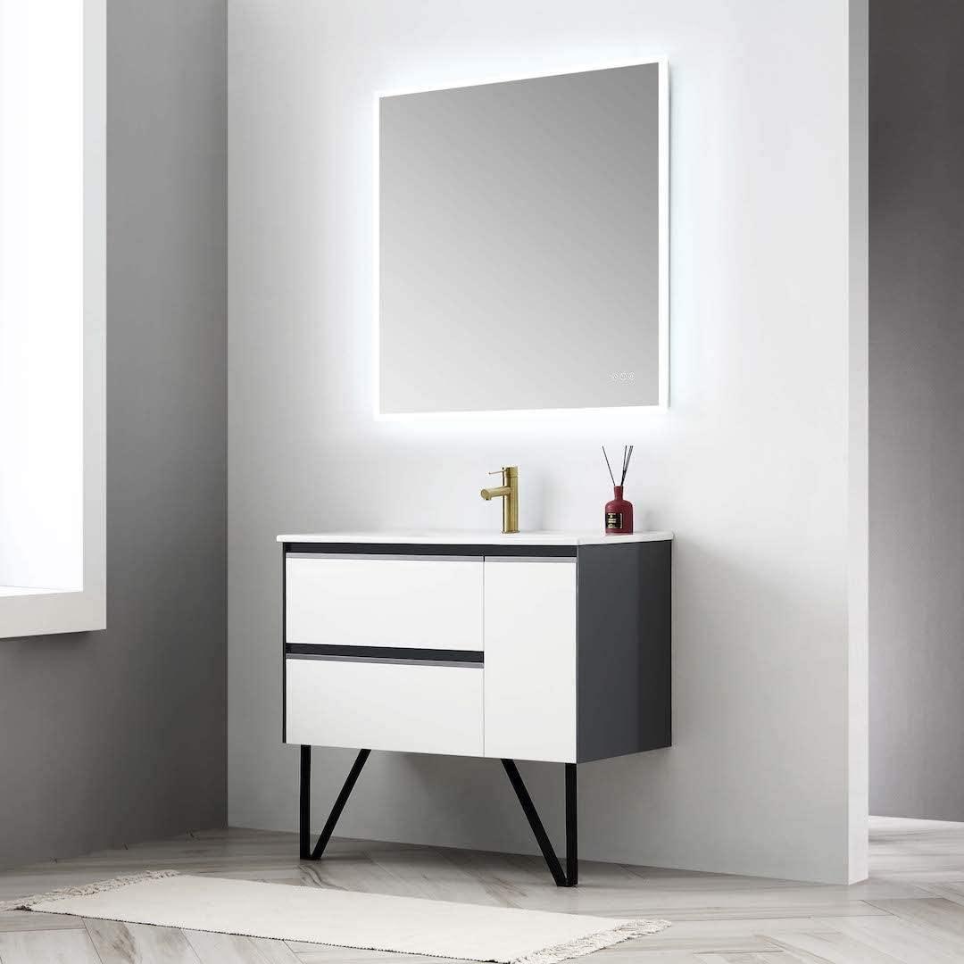 Blossom Berlin White 36" Vanity Base with Acrylic Sinks.
