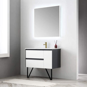 Blossom Berlin White 36" Vanity Base with Acrylic Sinks.