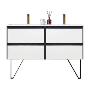Blossom Berlin White 48" Double Vanity Base with Acrylic Sinks.