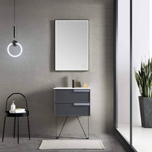 Blossom Sofia 24 Inch Vanity Base in White / Matte Gray. Available with Acrylic Sink