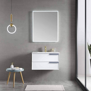 Blossom Sofia 30 Inch Vanity Base in White / Matte Gray. Available with Acrylic Sink