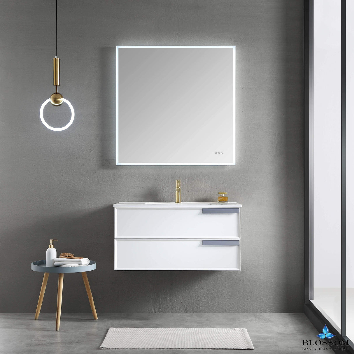 Blossom Sofia 36" Vanity in White / Matte Gray with Acrylic Sink