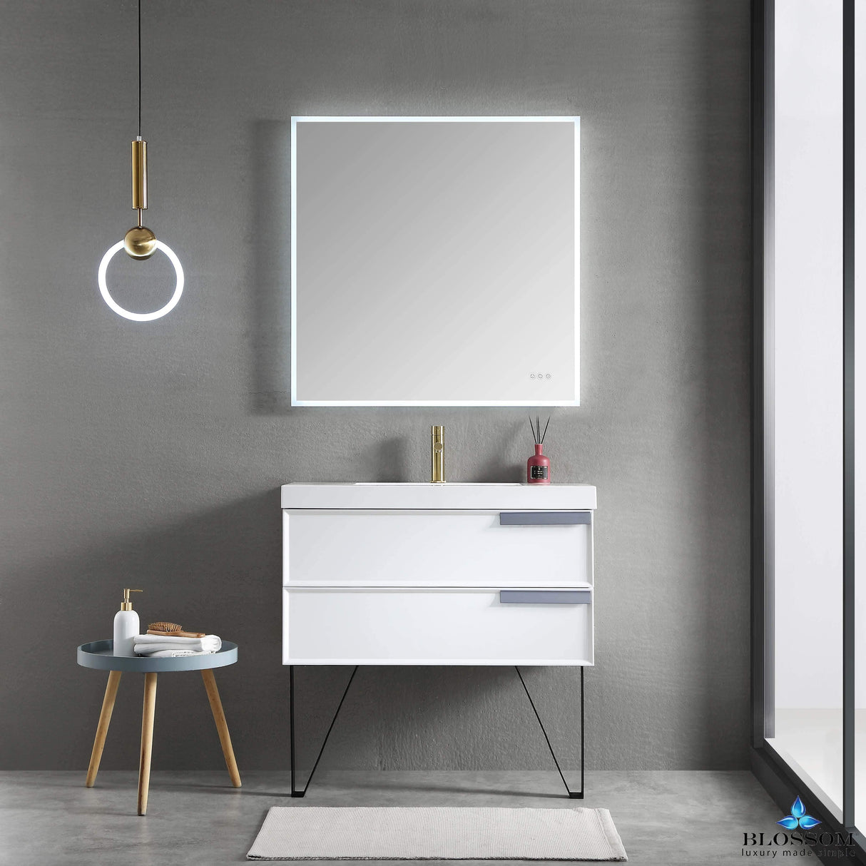 Blossom Sofia 36" Vanity in White / Matte Gray with Acrylic Sink