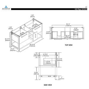 Blossom Riga 60” White Double Vanity