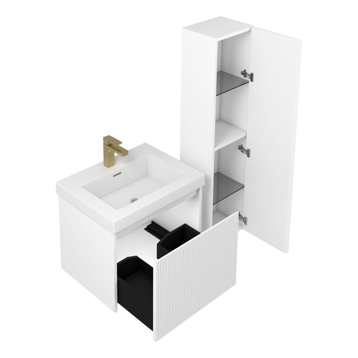 Blossom Positano 24" Floating Bathroom Vanity with Top & Side Cabinet