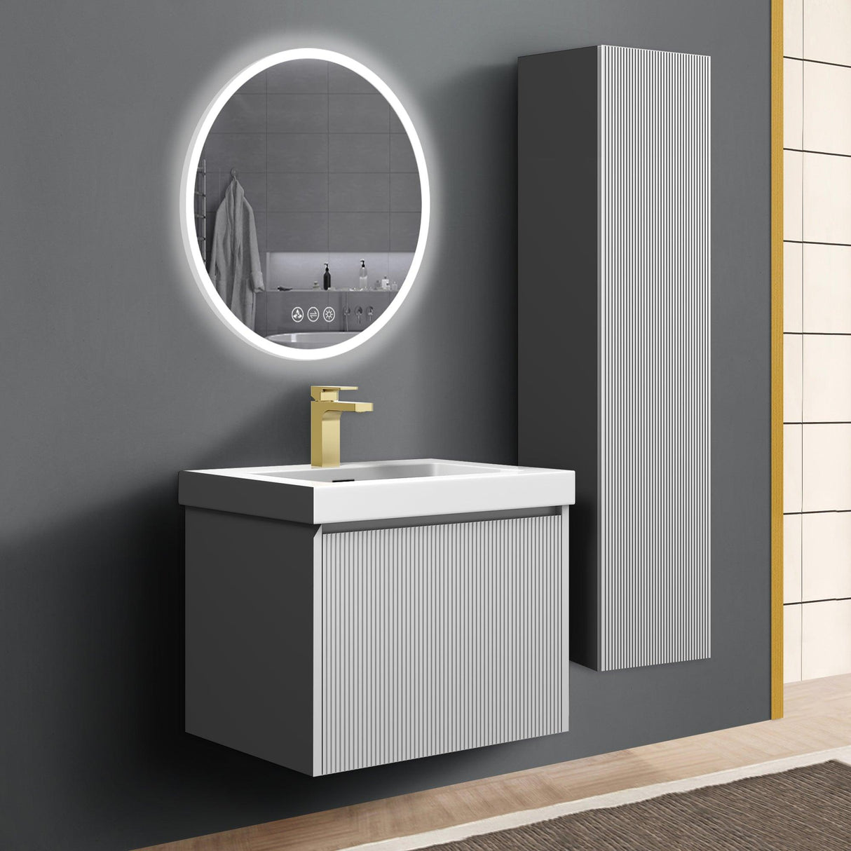 Blossom Positano 24" Floating Bathroom Vanity with Top & Side Cabinet