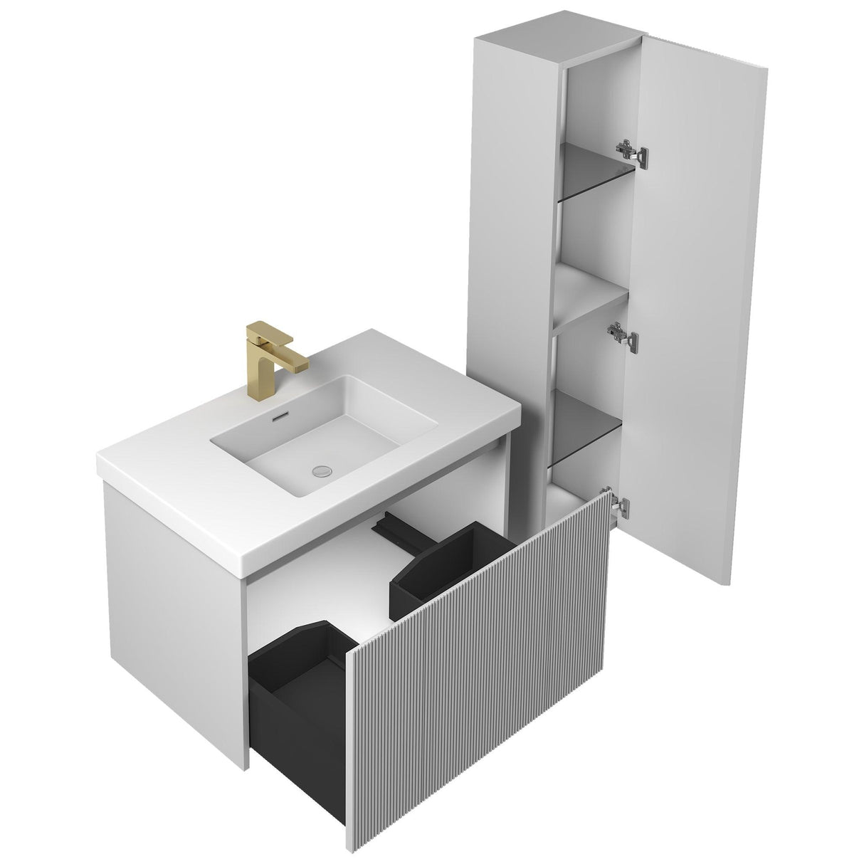 Blossom Positano 30 " Floating Bat hroom Vanity with Top & Side Cabinet V8028 30