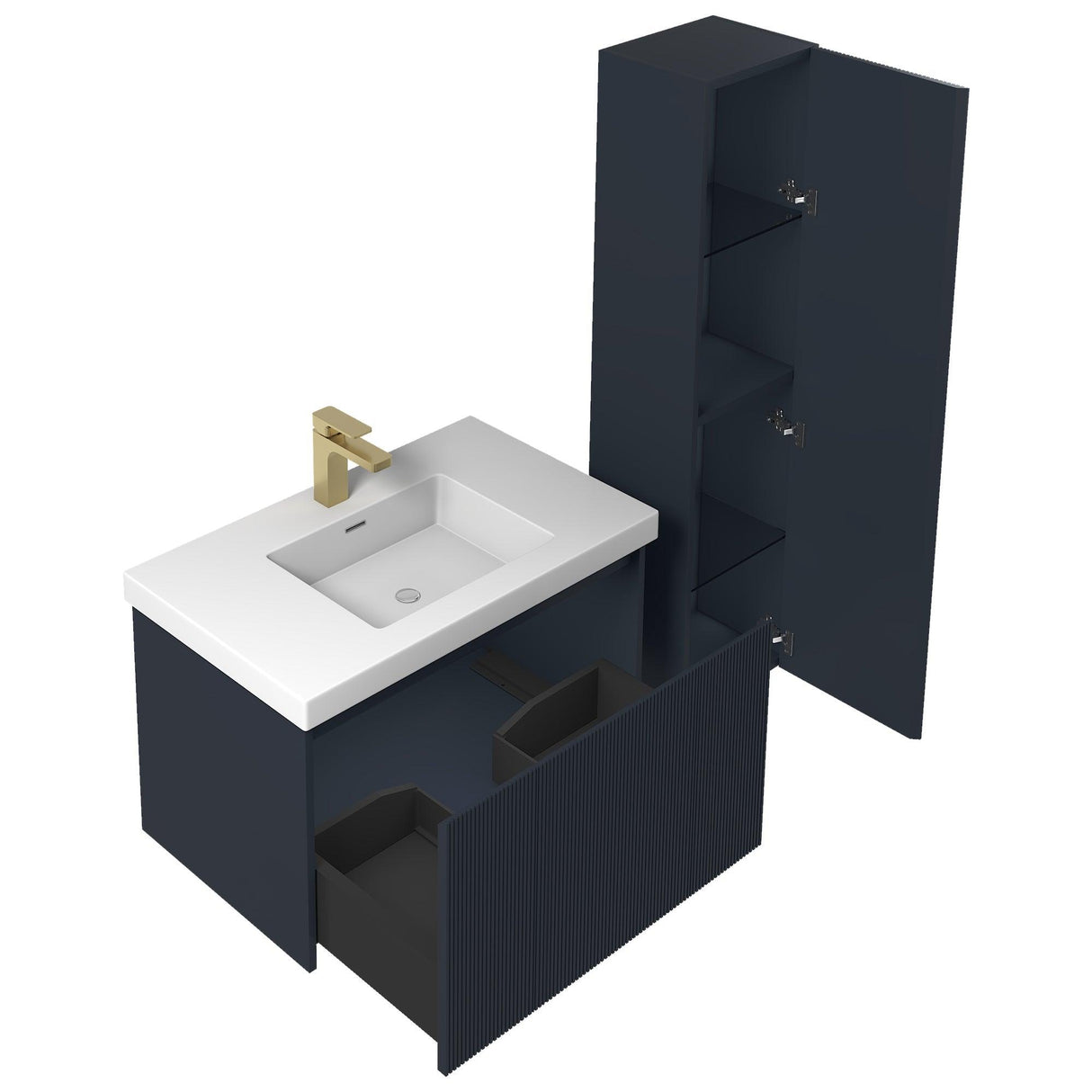 Blossom Positano 30 " Floating Bat hroom Vanity with Top & Side Cabinet V8028 30