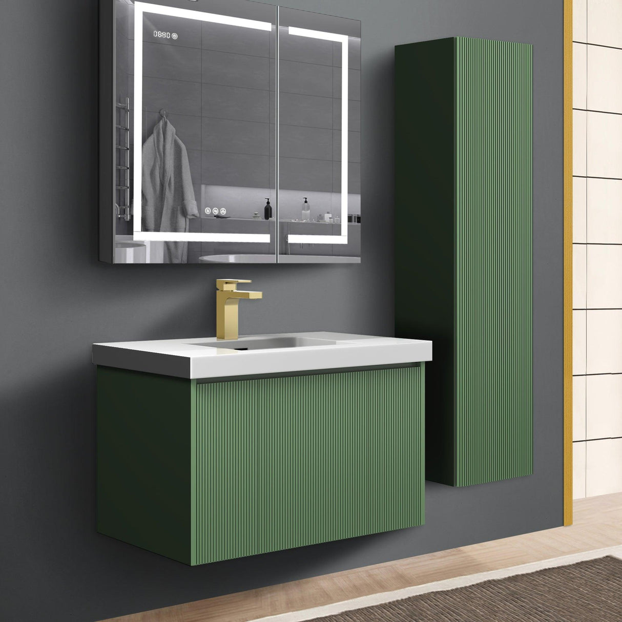 Blossom Positano 30 " Floating Bat hroom Vanity with Top & Side Cabinet V8028 30