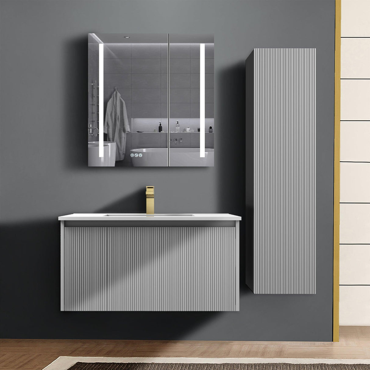 Blossom Positano 36" Floating Bathroom Vanity with Top & Side Cabinet