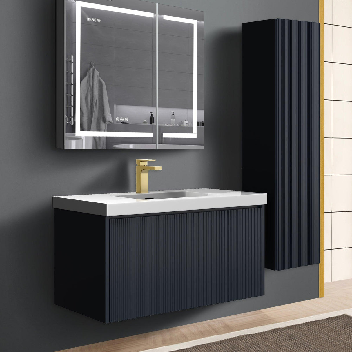 Blossom Positano 36" Floating Bathroom Vanity with Top & Side Cabinet