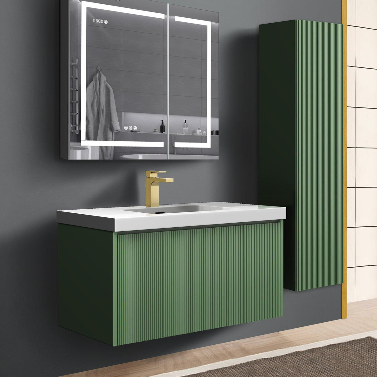 Blossom Positano 36" Floating Bathroom Vanity with Top & Side Cabinet