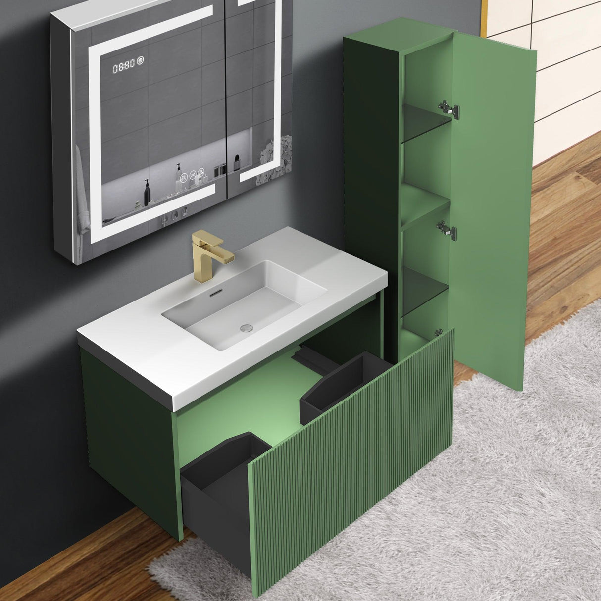 Blossom Positano 36" Floating Bathroom Vanity with Top & Side Cabinet