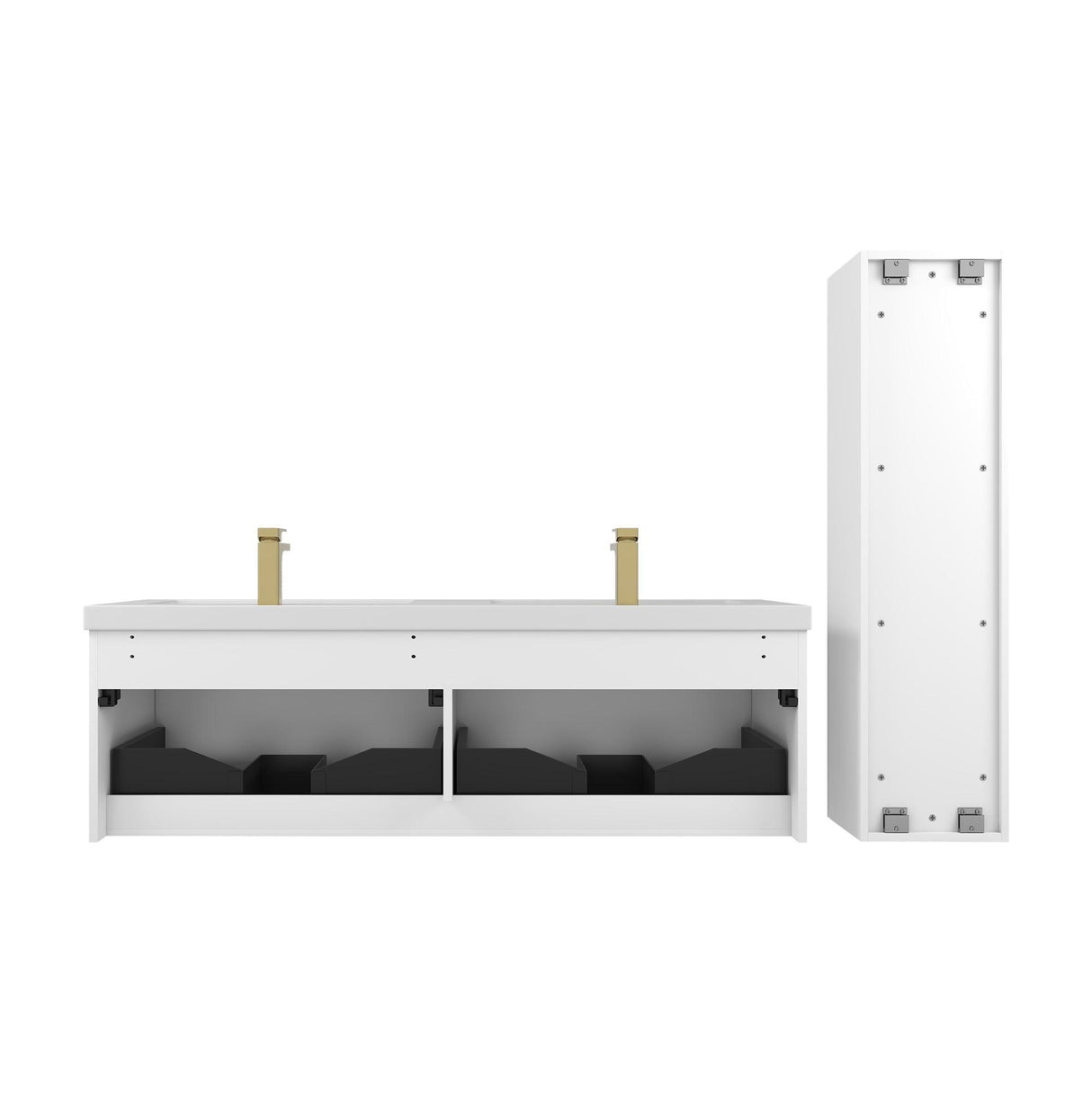 Blossom Positano 60" Deluxe Floating Double Sink Vanity with Optional Two Side Cabinets