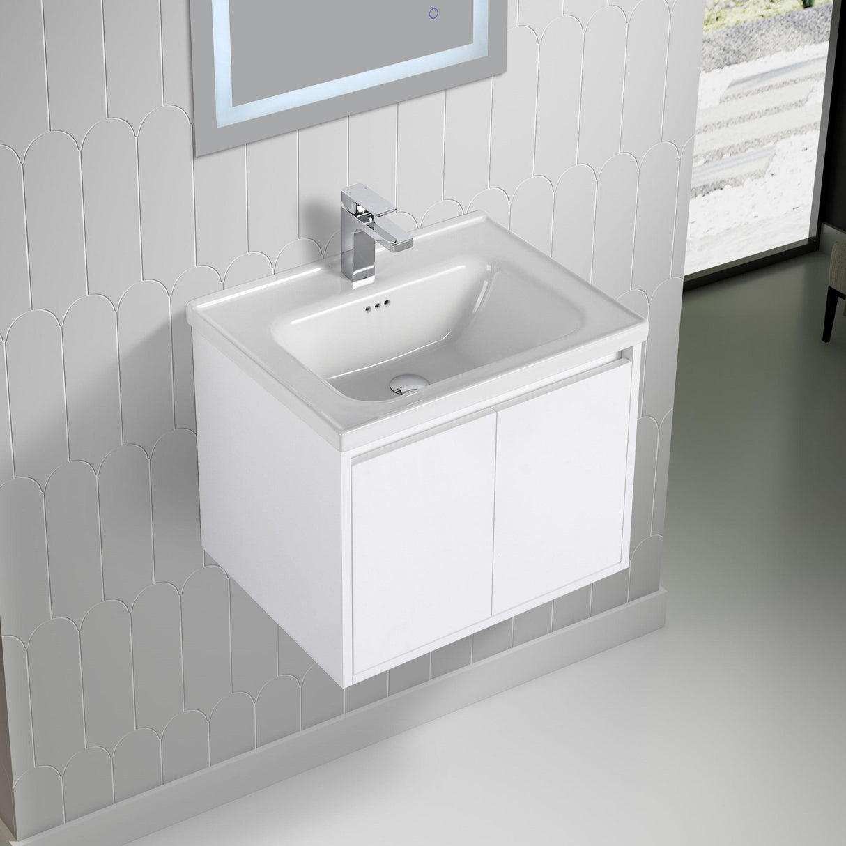 Blossom Bern 24″ Vanity with Ceramic Basin - Sleek Eco-Friendly Design in Glossy White, Brown Walnut & Classic Oak