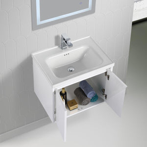 Blossom Bern 24″ Vanity with Ceramic Basin - Sleek Eco-Friendly Design in Glossy White, Brown Walnut & Classic Oak